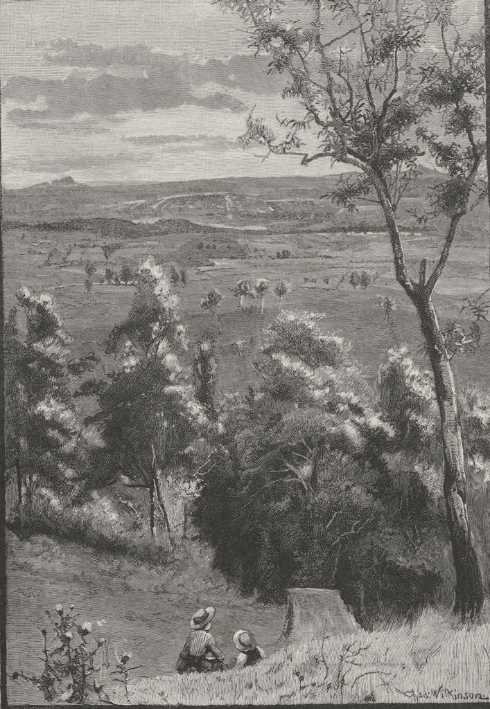 Ballarat from Mount Warrenheip. Australia 1890 old antique print picture